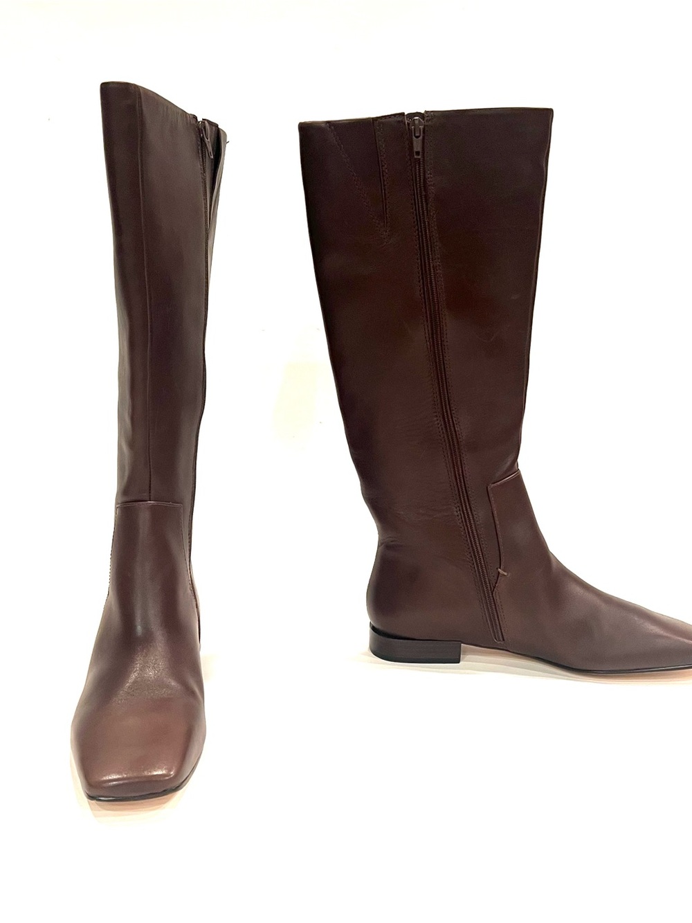 Bernardo Barnes Brown Leather Knee High Square Toe Flat Riding Boots Womens 11 - Picture 3 of 7